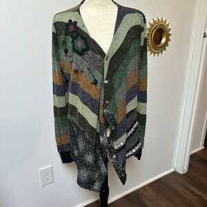 Radzoli Artsy Boho Patchwork Cardigan Women Medium Crochet Floral Longline